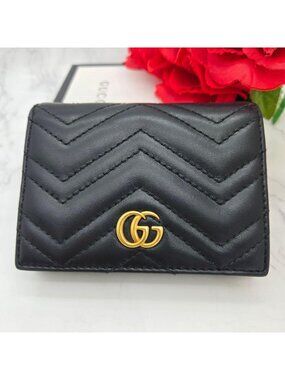 Gucci Fold Wallet GG Marmont Quilted Black